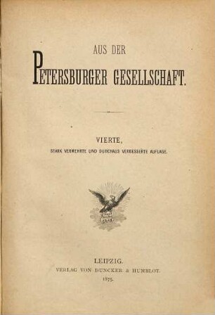 Aus der Petersburger Gesellschaft, [1]