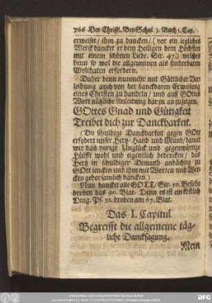 Das I. Capitul Begreifft die allgemeine tägliche Dancksagung.