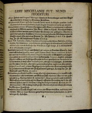 Libri Miscellanei Fut. Nund. Prodituri.