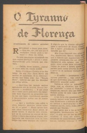 O tyranno de Florença : Continuação do numero anterior. [Romance]