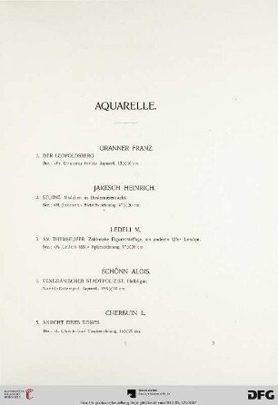Aquarelle (Nr. 1-106)