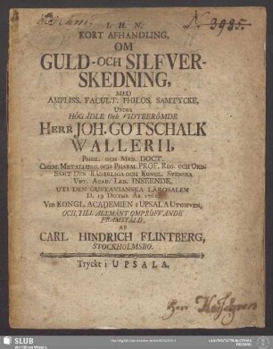 Kort Afhandling, Om Guld- Och Silfver-Skedning