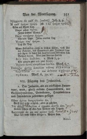 VII. Fügung des Infinitivs.
