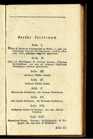 Series Sectionum.