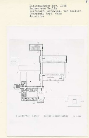 Bauzentrum Berlin (Diplomarbeit bei Karl Wilhelm Ochs): Grundriss Obergeschoss 1:200