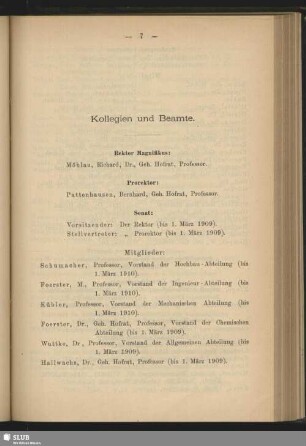 Kollegien und Beamte