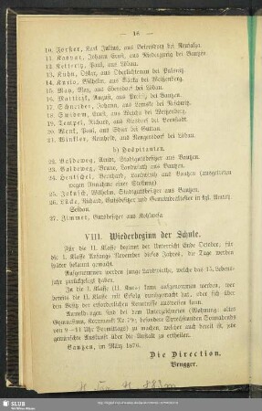 VIII. Wiederbeginn der Schule