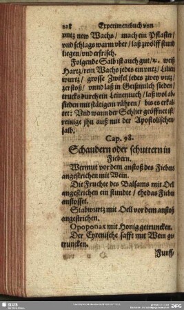 Cap. 98. Schaudern oder schuttern in Fiebern