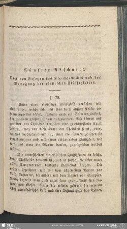 Fünfter Abschnitt. Von den Gesetzen des Gleichgewichts und der Bewegung der elastischen Flüssigkeiten