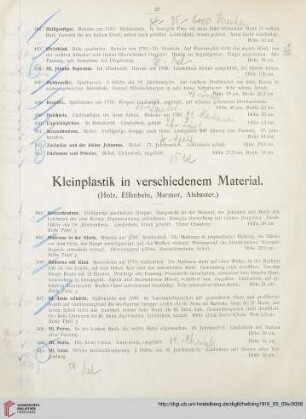 Kleinplastik in verschiedenem Material (Holz, Elfenbein, Marmor, Alabaster (Nr. 504-535a)