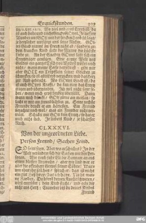 CLXXXVI. Von der ungeordneten Liebe. Person Freund, Sachen Feind.