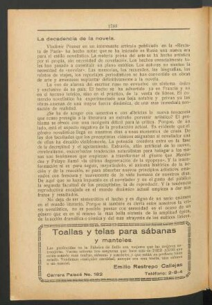 La decadencia de la novela