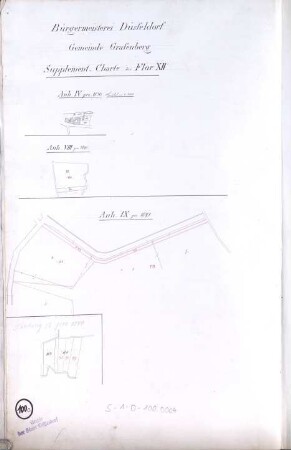 Bürgermeisterei Düsseldorf Gemeinde Grafenberg Supplement-Karte der Flur XII
