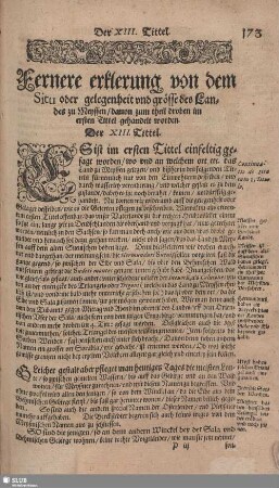 Fernere erklerung von dem Situ oder gelegenheit und grösse des Landes zu Meyssen/ davon zum theil droben im ersten Tittel gehandelt worden.