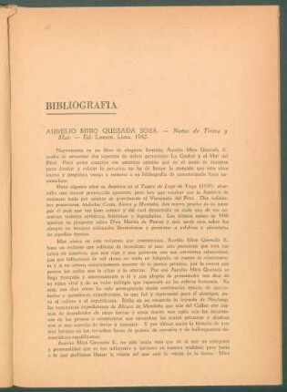 "Notas de Tierra y Mar" por Aurelio Miró Quesada Sosa