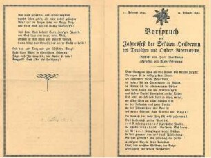 Vorspruch zum Jahresfest der Sektion HN des Dt. u. Österr. Alpenvereins. Verfaßt von Peter Bruckmann