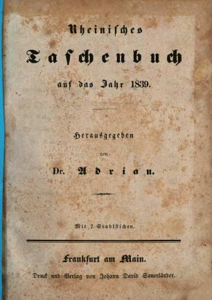 Rheinisches Taschenbuch auf das Jahr .... 1839