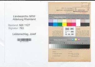 Entnazifizierung Josef Leistenschlag , geb. 20.12.1901 (Samenhaendler)
