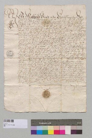 Matheus Perndl, Untertan der Hofmark Seeon, übergibt sein leibrechtweise besessenes Neumair Gut zu Obing an seinen Sohn Wolf Perndl und dessen Ehefrau Maria Huber. S: Christoph Ernst, Regimentsadvokat zu Burghausen u. Hofmarkrichter zu Seeon