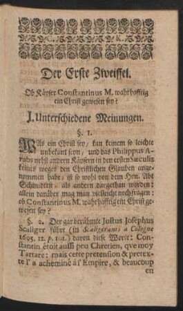 Der Erste Zweiffel.