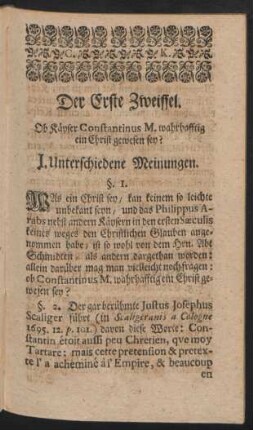 Der Erste Zweiffel.