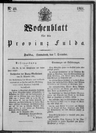 Nr. 49, Ausgabe vom 7. Dezember 1861