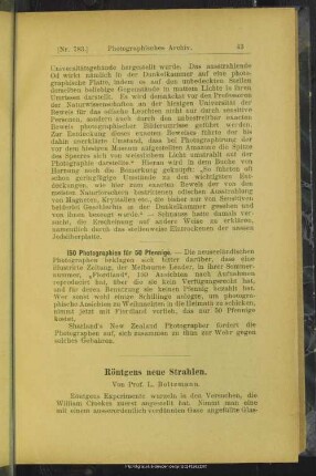 Röntgens neue Strahlen