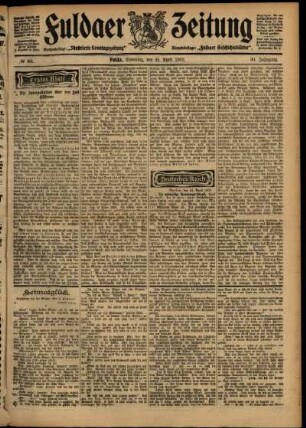 Erste Ausgabe vom Samstag, den 25. April 1903.