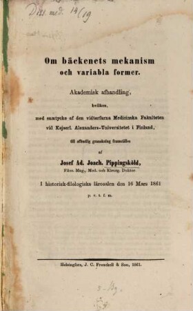 Om bäckenets mekanism och variabla former : Akademisk afhandling