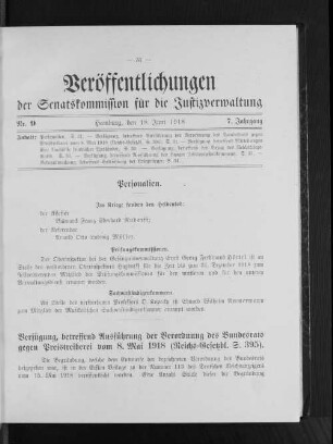 Verfügung, betreffend Ausführung der Verordnung des Bundesrats gegen Preistreiberei vom 8. Mai 1918 (Reichs-Gesetzbl. S. 395)