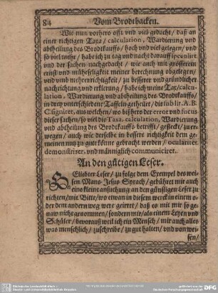 An den gütigen Leser.