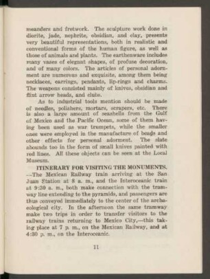 Itinerary for visiting the monuments.