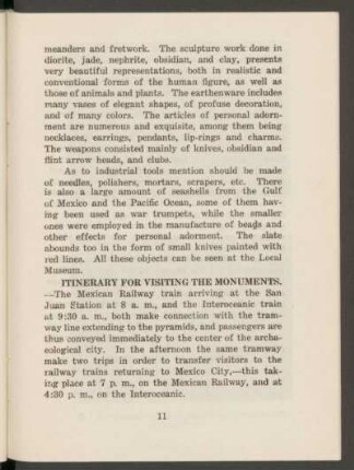 Itinerary for visiting the monuments.