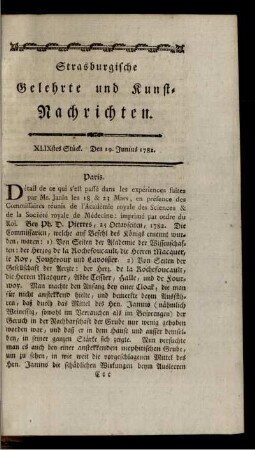 XLIXstes Stück. Den 19. Junius 1782.