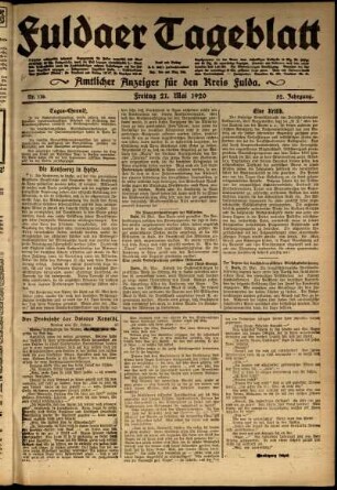 Ausgabe vom Freitag, den 21. Mai 1920.