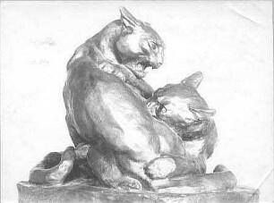 Kämpfende Katzen : Kämpfende Katzen. Bronze (1909; E. Richter)