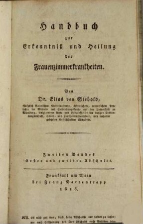Handbuch zur Erkenntniß und Heilung der Frauenzimmerkrankheiten, 2