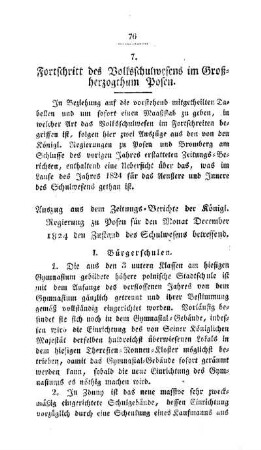 Fortschritt des Volksschulwesens im Großherzogtum Posen