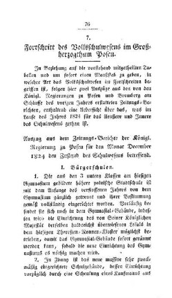 Fortschritt des Volksschulwesens im Großherzogtum Posen