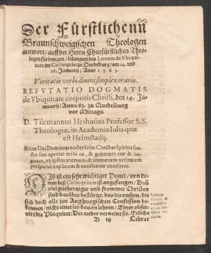 Refutatio Dogmatis de Ubiquitate corporis Christi ...