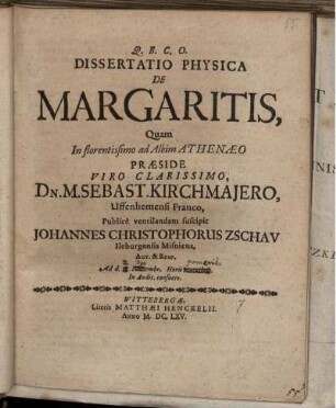 Dissertatio Physica De Margaritis
