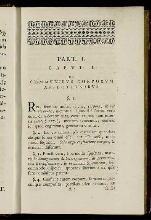 Caput. I. De communibus corporum affectionibus.