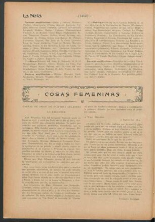 Cosas femeninas : Cartas de amor de hombres celebres la Recamier