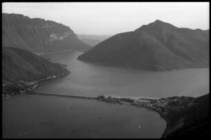 San Salvatore: Melide-Damm vom San Salvatore