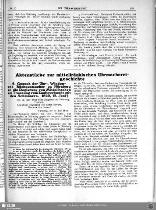 Aktenstücke zur mittelfränkischen Uhrmachereigeschichte (6)