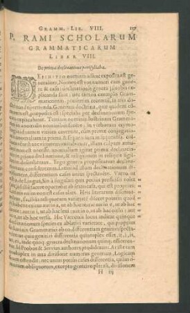P. Rami Scholarum Grammaticarum Liber VIII. De prima declinatione parisyllaba.