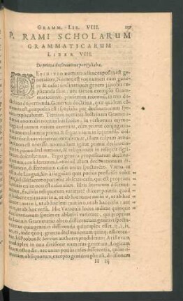 P. Rami Scholarum Grammaticarum Liber VIII. De prima declinatione parisyllaba.