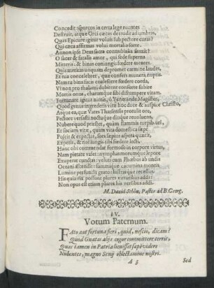 Beiträger IV. : Votum Paternum.