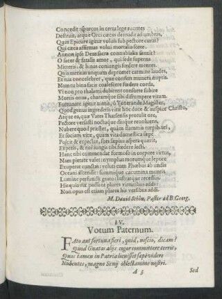 Beiträger IV. : Votum Paternum.