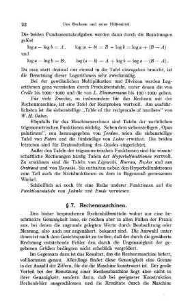 § 7. Rechenmaschinen.